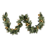 Christabelle 274cm Battery-Operated Christmas Garland with Warm White Lights - Gold Collection