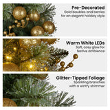 Christabelle 274cm Battery-Operated Christmas Garland with Warm White Lights - Gold Collection