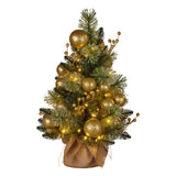 Christabelle 61cm Battery-Operated Christmas Tree with Warm White Lights - Gold Collection