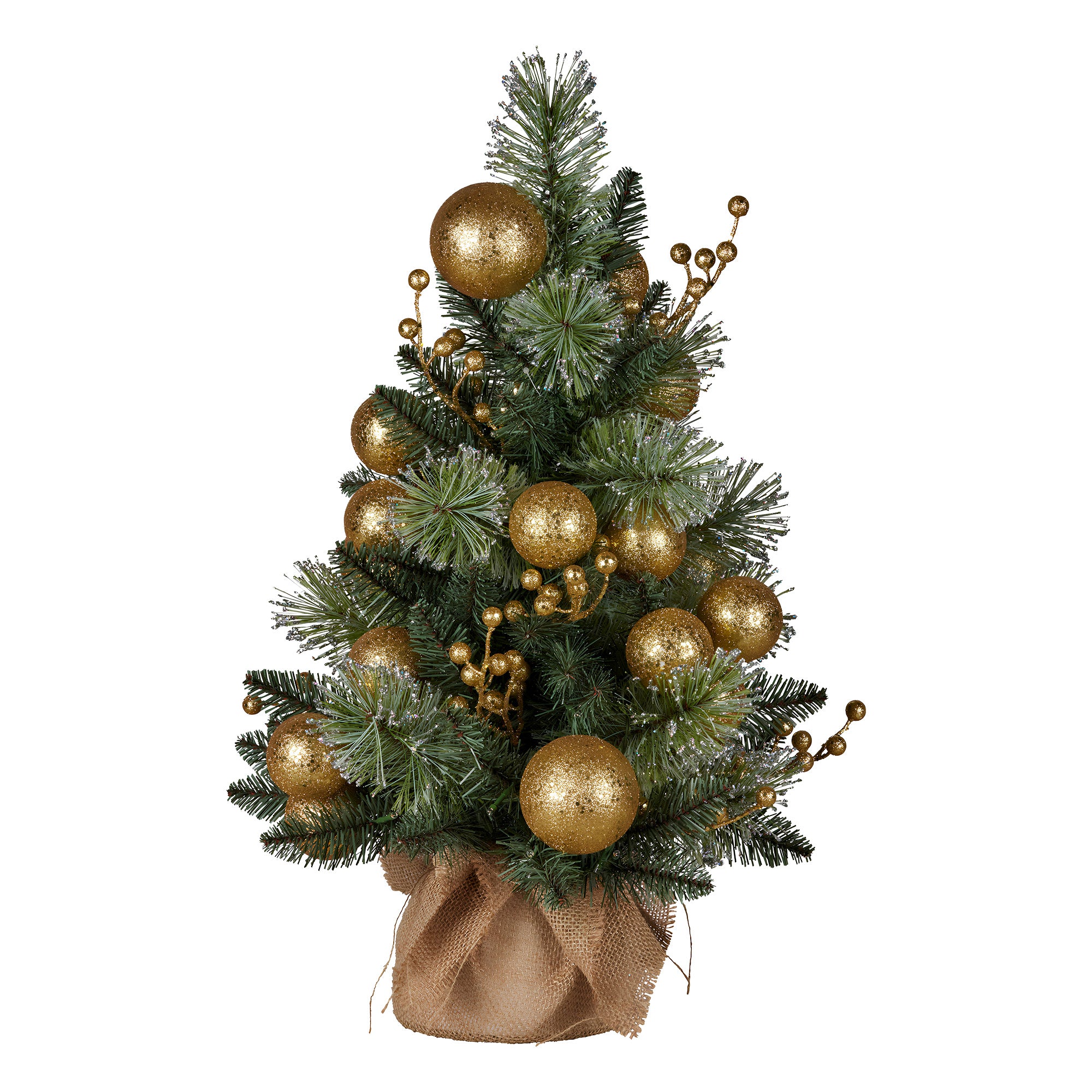 Christabelle 61cm Battery-Operated Christmas Tree with Warm White Lights - Gold Collection