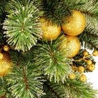 Christabelle 90cm Gold Christmas Teardrop Pre Lit Warm White LED Timer Baubles Berries Front Door Xmas Decoration Home