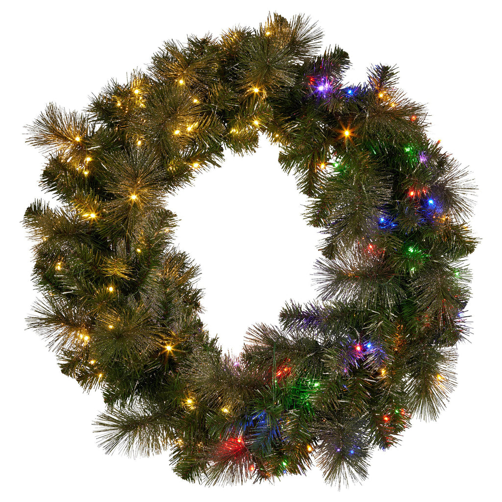 Christabelle 1.22m Split 2pc Christmas Wreath with LED Lights Pine Dual Front Doors Decoration Ornament