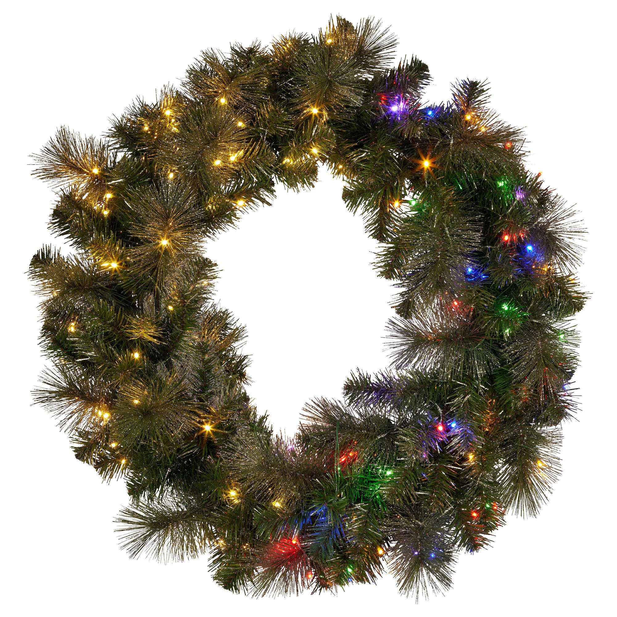 Christabelle 1.22m Split 2pc Christmas Wreath with LED Lights Pine Dual Front Doors Decoration Ornament