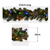 Christabelle 274cm Garland Glittery Gold Pine Battery-Operated Pre-Lit Christmas Garland with Multi-Function LED Lights