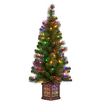 Christabelle 4ft  Christmas Tree Glittery Gold Pine Foliage LED Multi Lights Xmas Decor