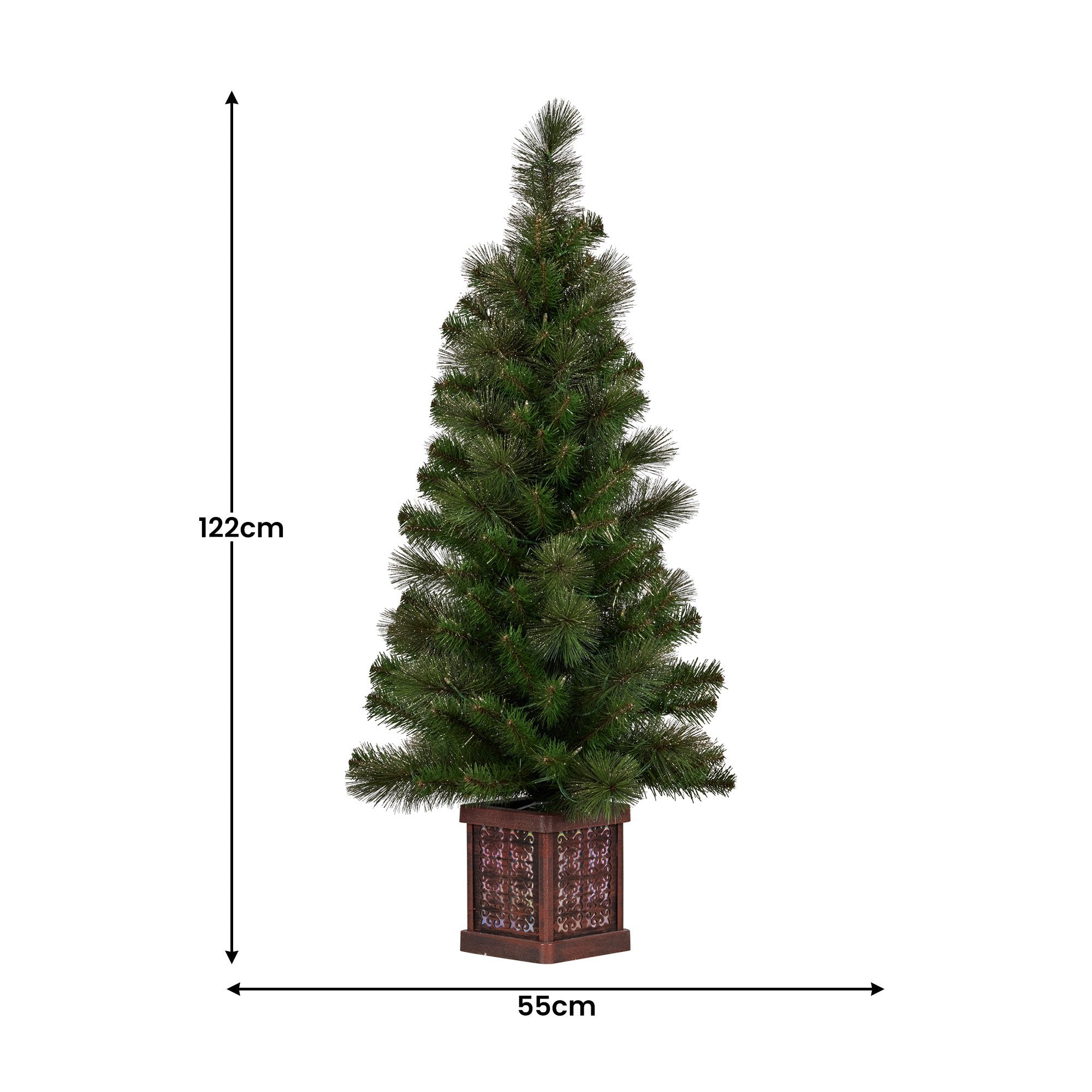 Christabelle 4ft  Christmas Tree Glittery Gold Pine Foliage LED Multi Lights Xmas Decor