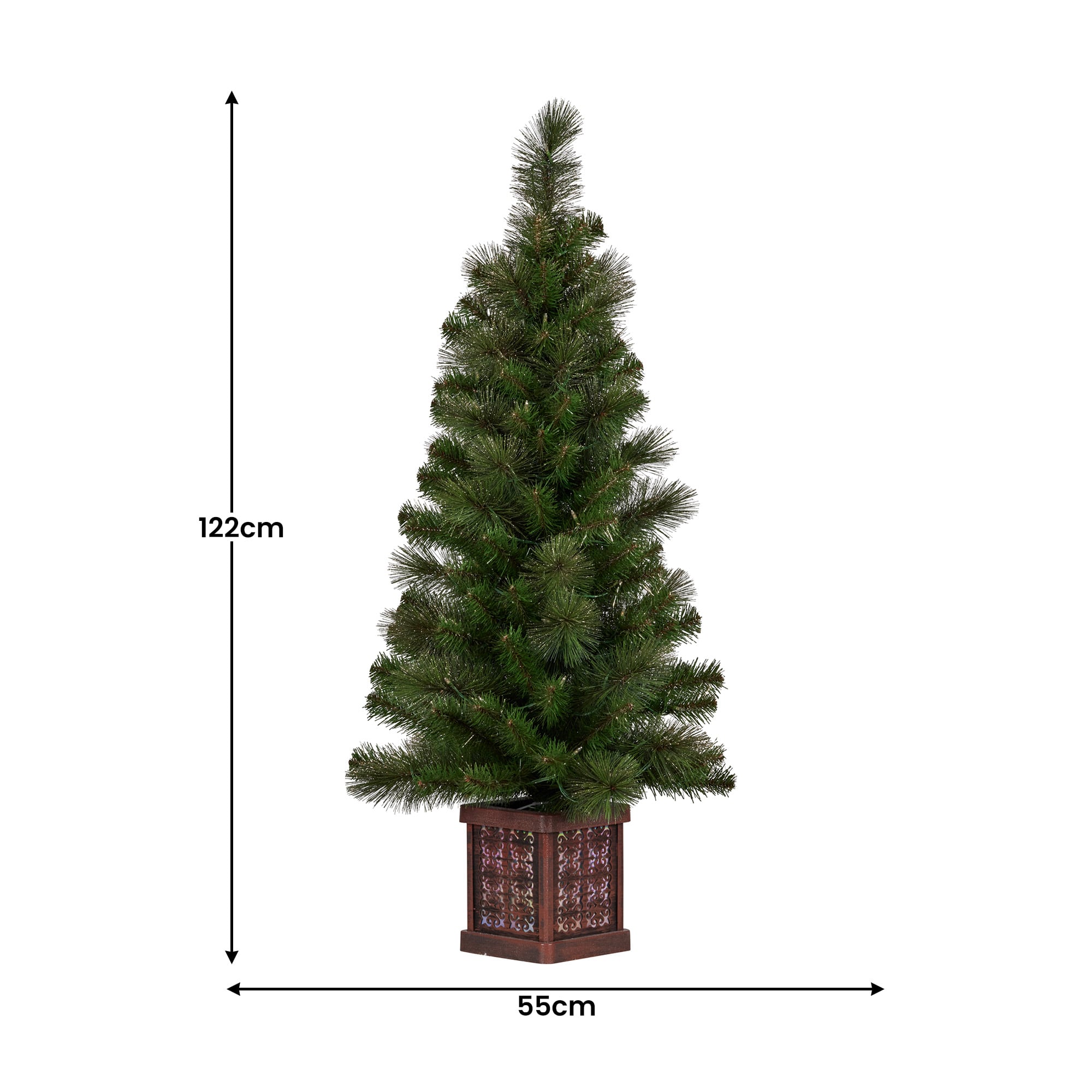 Christabelle 4ft  Christmas Tree Glittery Gold Pine Foliage LED Multi Lights Xmas Decor