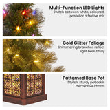 Christabelle 4ft  Christmas Tree Glittery Gold Pine Foliage LED Multi Lights Xmas Decor