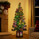 Christabelle 4ft  Christmas Tree Glittery Gold Pine Foliage LED Multi Lights Xmas Decor