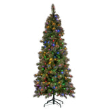 Christabelle 7.5ft Christmas Tree Slim Prelit Glittery Gold Pine Needles LED Lights Xmas Decor