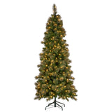 Christabelle 7.5ft Christmas Tree Slim Prelit Glittery Gold Pine Needles LED Lights Xmas Decor