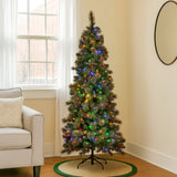 Christabelle 7.5ft Christmas Tree Slim Prelit Glittery Gold Pine Needles LED Lights Xmas Decor