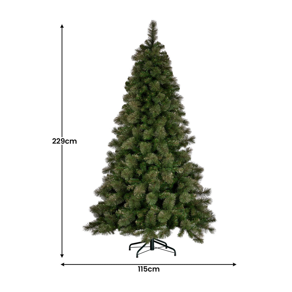 Christabelle 7.5ft Christmas Tree Glittery Gold Pine 650 LED Multi-functional Lights Xmas Decor
