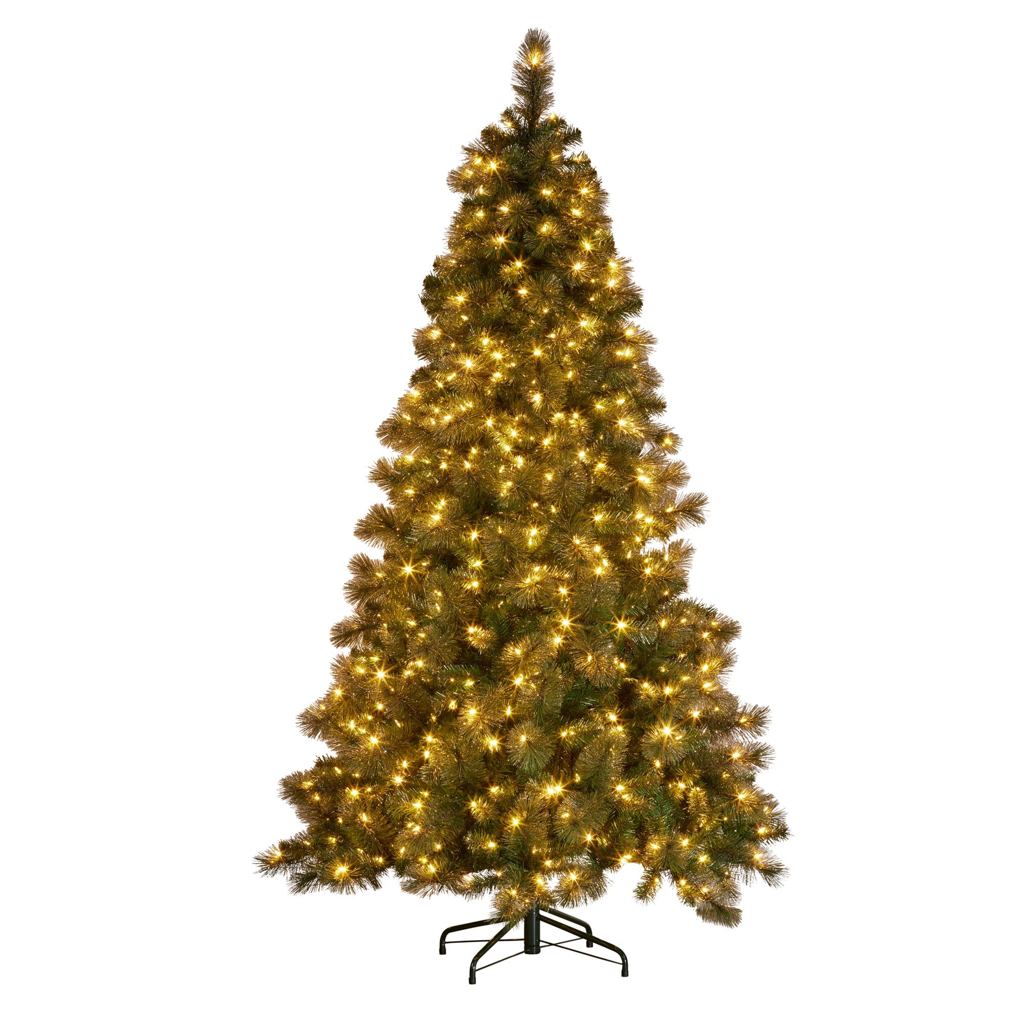 Christabelle 7.5ft Christmas Tree Glittery Gold Pine 650 LED Multi-functional Lights Xmas Decor