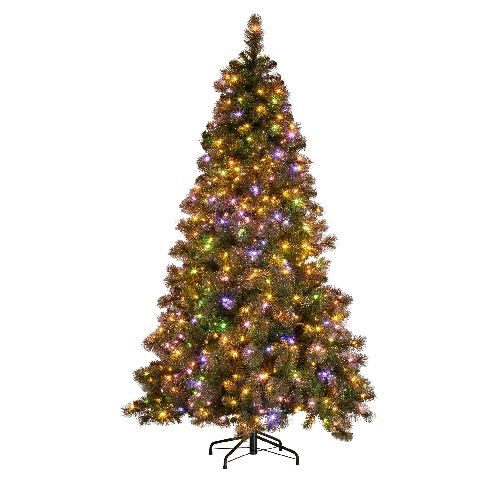 Christabelle 7.5ft Christmas Tree Glittery Gold Pine 650 LED Multi-functional Lights Xmas Decor