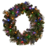 Christabelle 76cm Wreath Glittery Gold Pine Split for Double Doors Battery-Operated Pre-Lit Christmas Wreath with Multi-Function LED Lights