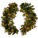 Christabelle 76cm Wreath Glittery Gold Pine Split for Double Doors Battery-Operated Pre-Lit Christmas Wreath with Multi-Function LED Lights