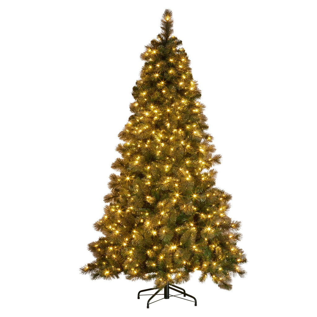 Christabelle 9ft Christmas Tree Glittery Gold Pine Needles 850 LED Multi-Functional Lights Xmas Decor
