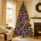 Christabelle 9ft Christmas Tree Glittery Gold Pine Needles 850 LED Multi-Functional Lights Xmas Decor
