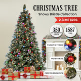 2.3m Snowy Bristle Multicolour Pre-Lit Christmas Tree with 1587 Tips