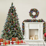 2.3m Snowy Bristle Multicolour Pre-Lit Christmas Tree with 1587 Tips