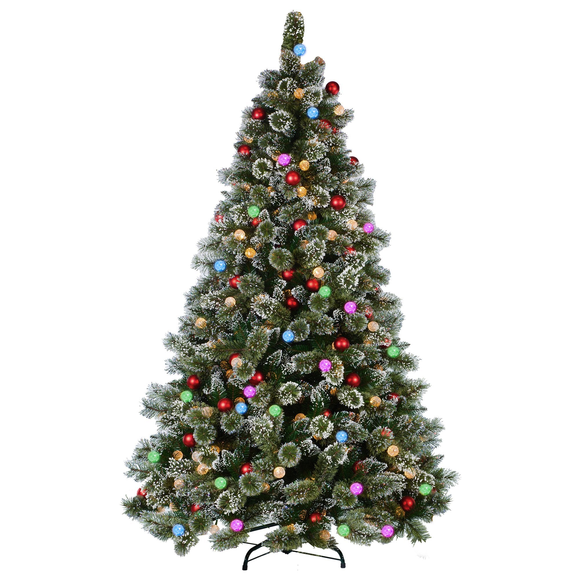 2.3m Snowy Bristle Multicolour Pre-Lit Christmas Tree with 1587 Tips