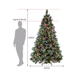2.3m Snowy Bristle Multicolour Pre-Lit Christmas Tree with 1587 Tips