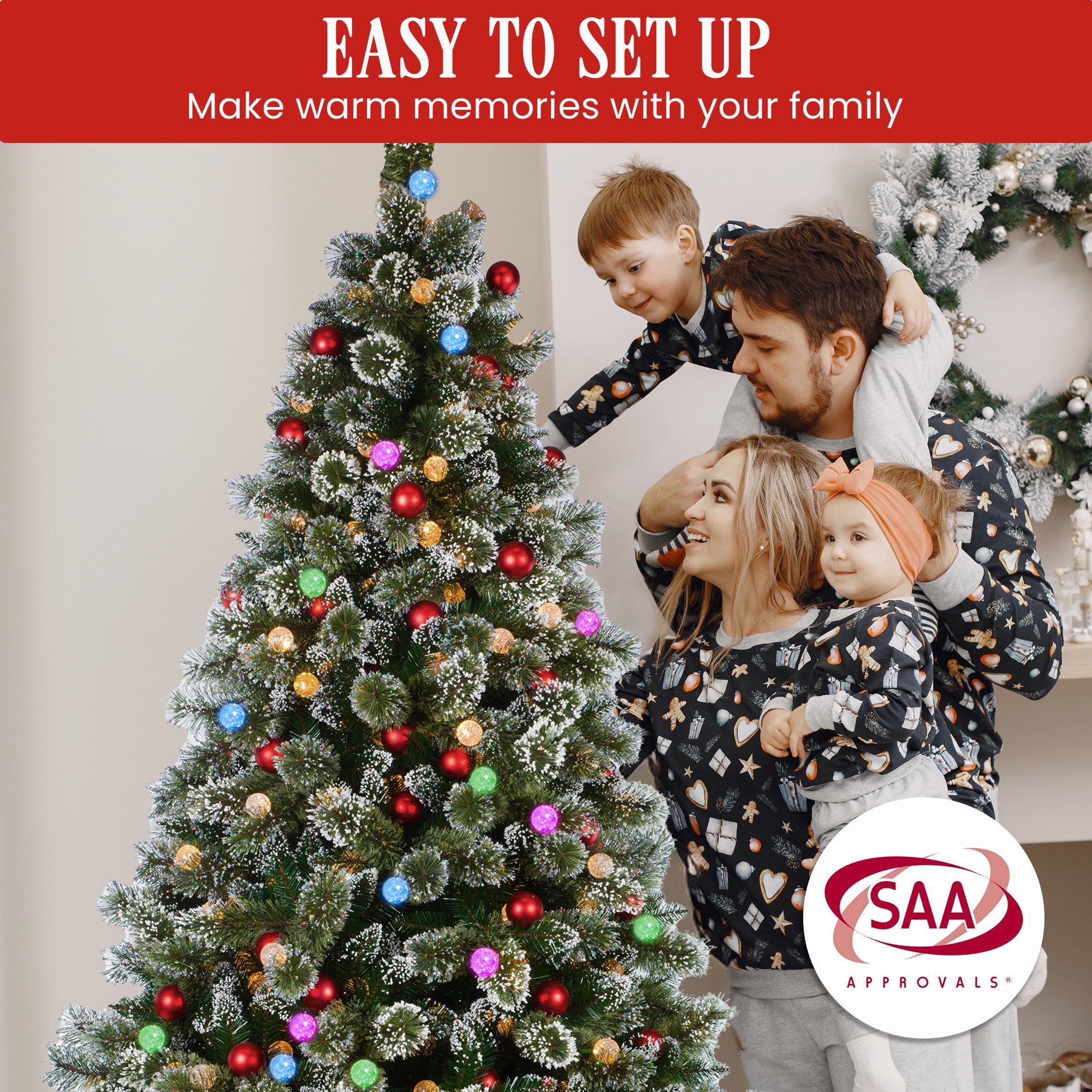 2.3m Snowy Bristle Multicolour Pre-Lit Christmas Tree with 1587 Tips