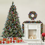 2.7m Snowy Bristle Multicolour Pre-Lit Christmas Tree with 2870 Tips