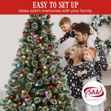 2.7m Snowy Bristle Multicolour Pre-Lit Christmas Tree with 2870 Tips