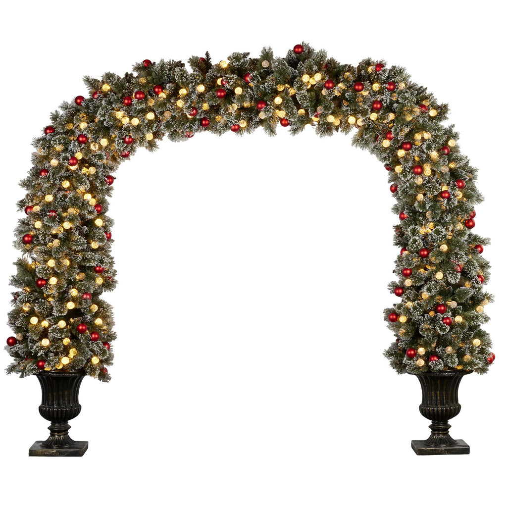 Snowy Bristle 2.4m Christmas Archway with Snowball  Lights