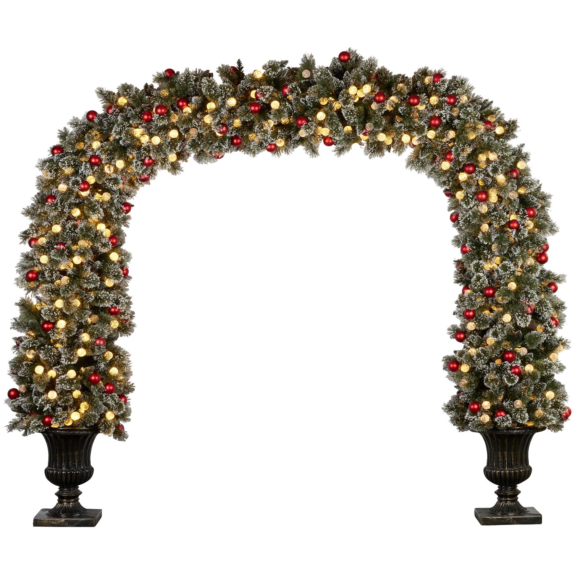 Snowy Bristle 2.4m Christmas Archway with Snowball  Lights
