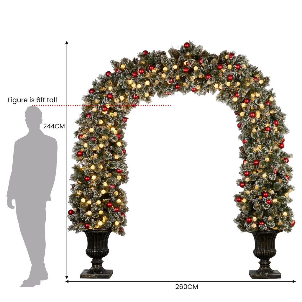 Snowy Bristle 2.4m Christmas Archway with Snowball  Lights
