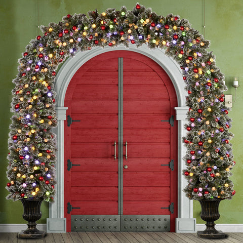 Snowy Bristle 2.4m Christmas Archway with Snowball  Lights