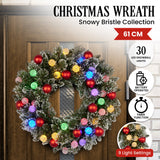61cm Snowy Bristle Pre-Lit Multicolour Christmas Wreath