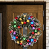 61cm Snowy Bristle Pre-Lit Multicolour Christmas Wreath