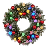 61cm Snowy Bristle Pre-Lit Multicolour Christmas Wreath