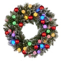 Christabelle 61cm Christmas Wreath Snowy Bristle with LED Lights Multicolour Front Door Decoration