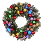 Christabelle 61cm Christmas Wreath Snowy Bristle with LED Lights Multicolour Front Door Decoration