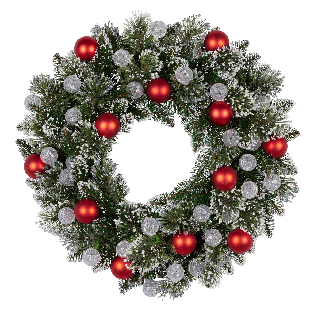 Christabelle 61cm Christmas Wreath Snowy Bristle with LED Lights Multicolour Front Door Decoration