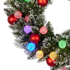 Christabelle 61cm Christmas Wreath Snowy Bristle with LED Lights Multicolour Front Door Decoration