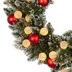 Christabelle 61cm Christmas Wreath Snowy Bristle with LED Lights Multicolour Front Door Decoration