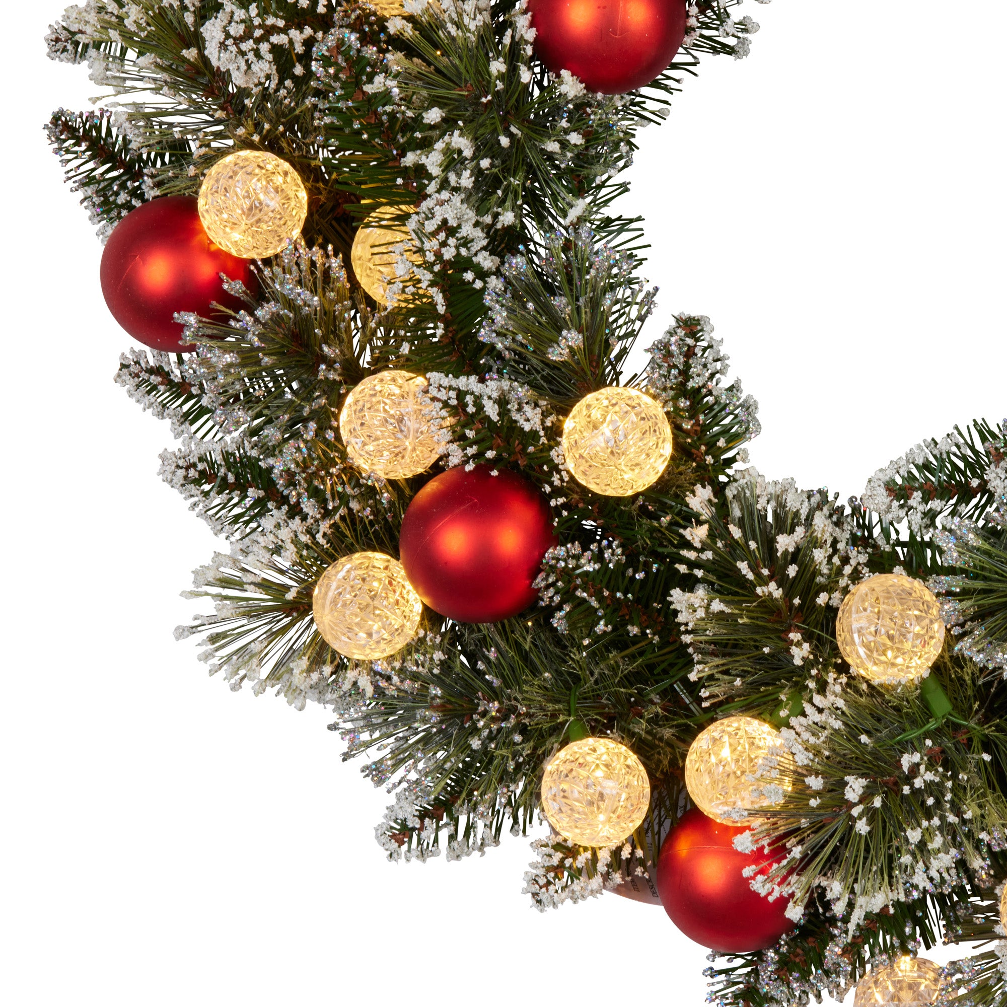 Christabelle 61cm Christmas Wreath Snowy Bristle with LED Lights Multicolour Front Door Decoration