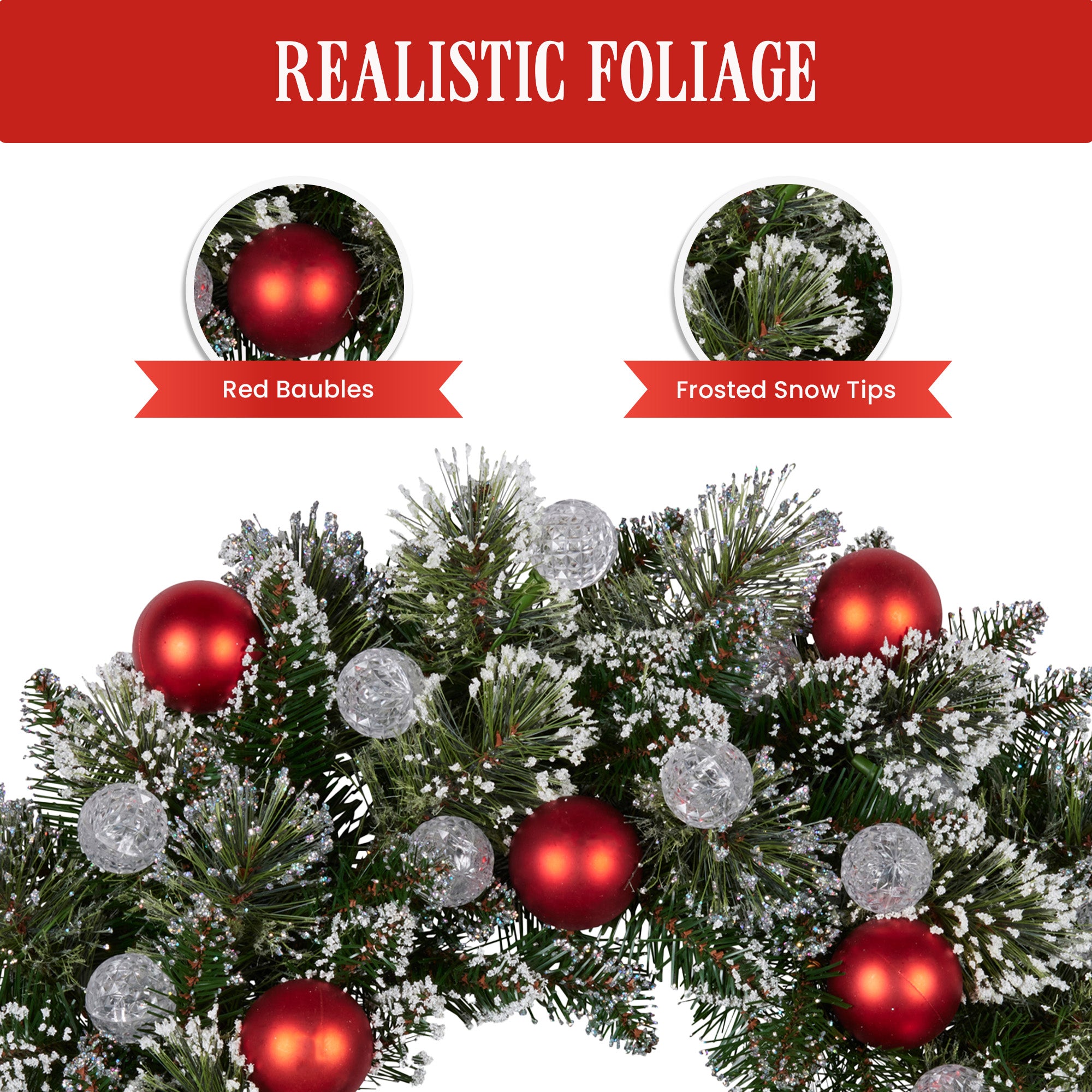 Christabelle 61cm Christmas Wreath Snowy Bristle with LED Lights Multicolour Front Door Decoration
