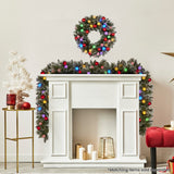 61cm Snowy Bristle Pre-Lit Multicolour Christmas Wreath