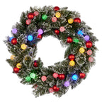 76cm Snowy Bristle Pre-Lit Multicolour Christmas Wreath