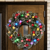 76cm Snowy Bristle Pre-Lit Multicolour Christmas Wreath