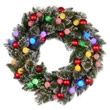 76cm Snowy Bristle Pre-Lit Multicolour Christmas Wreath