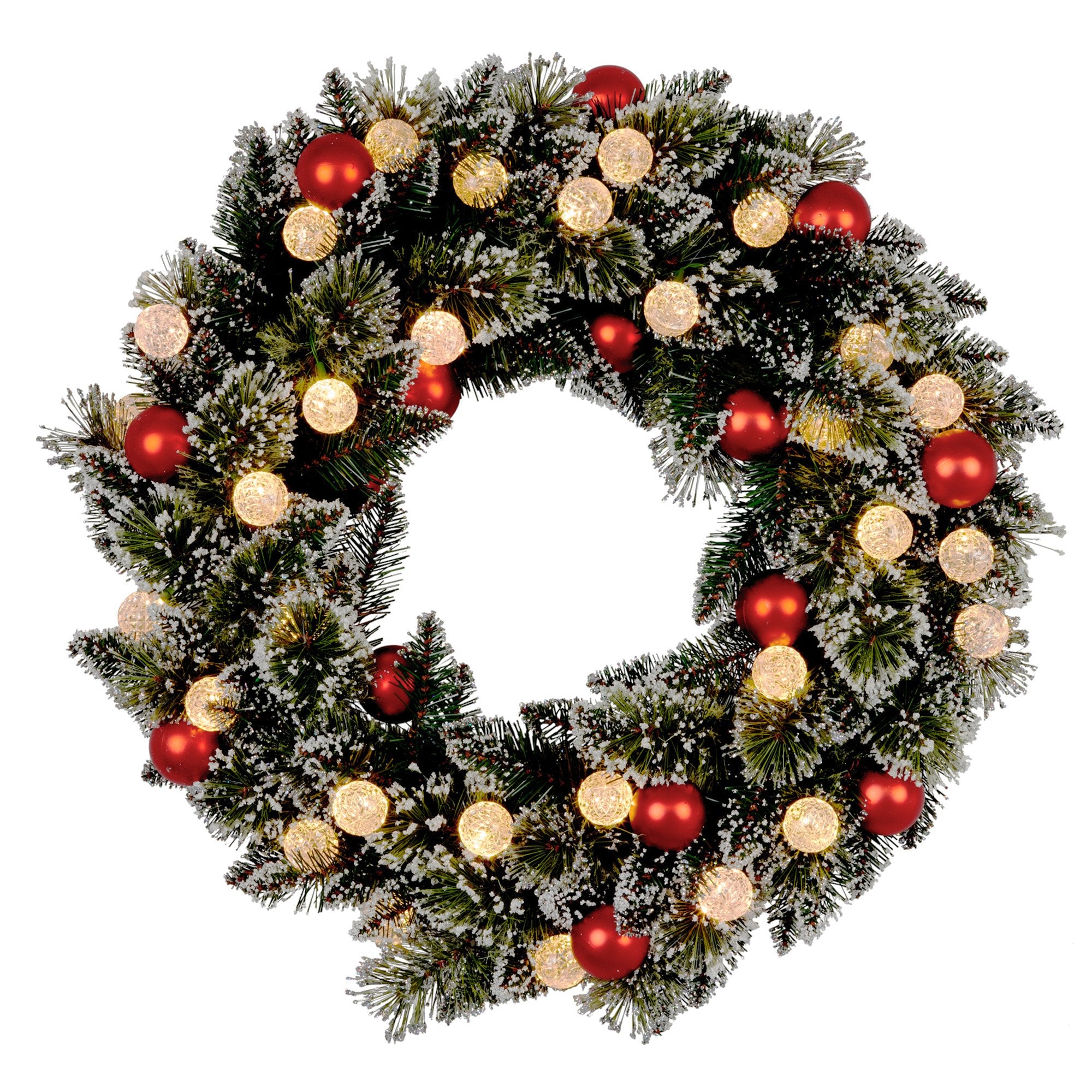 76cm Snowy Bristle Pre-Lit Multicolour Christmas Wreath