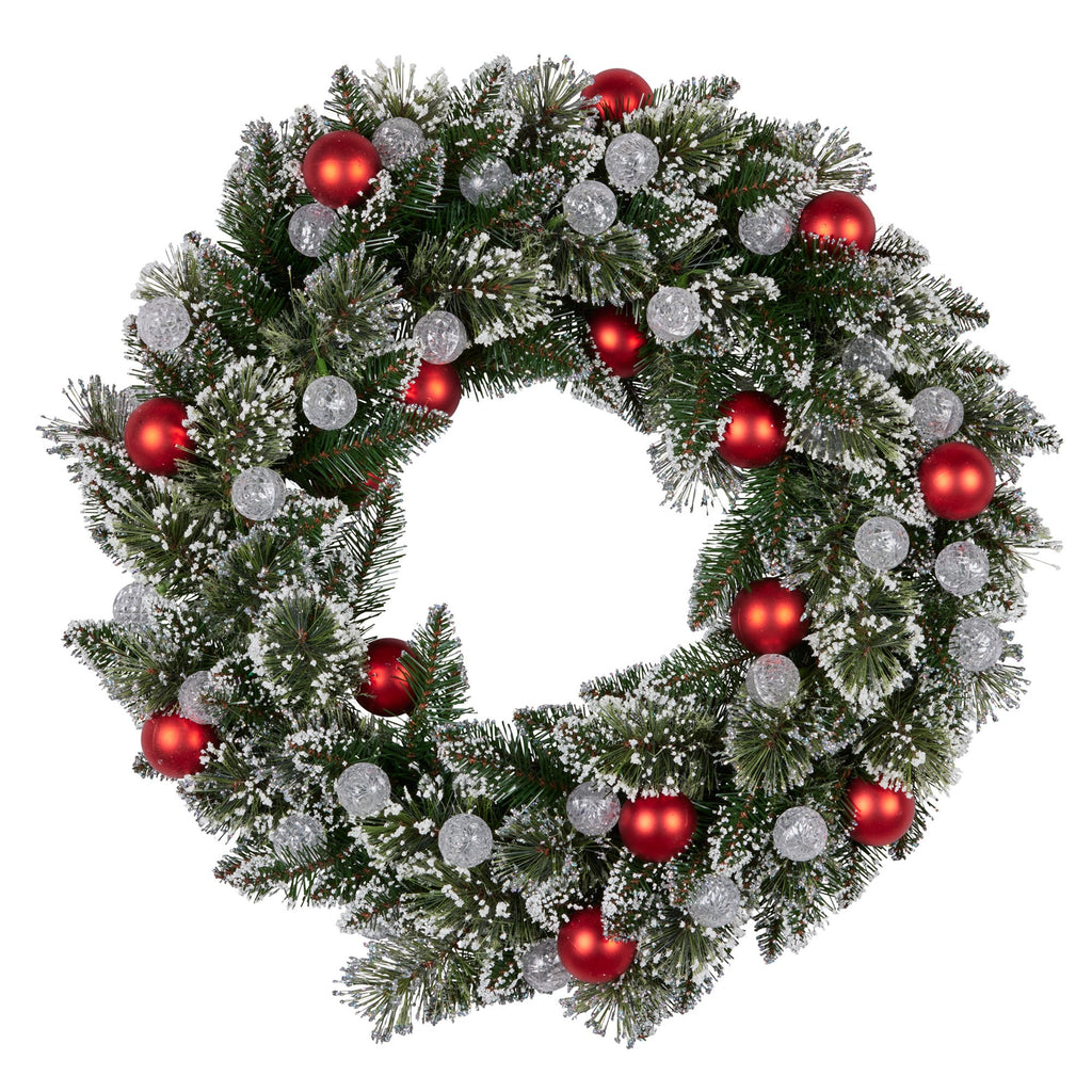 76cm Snowy Bristle Pre-Lit Multicolour Christmas Wreath